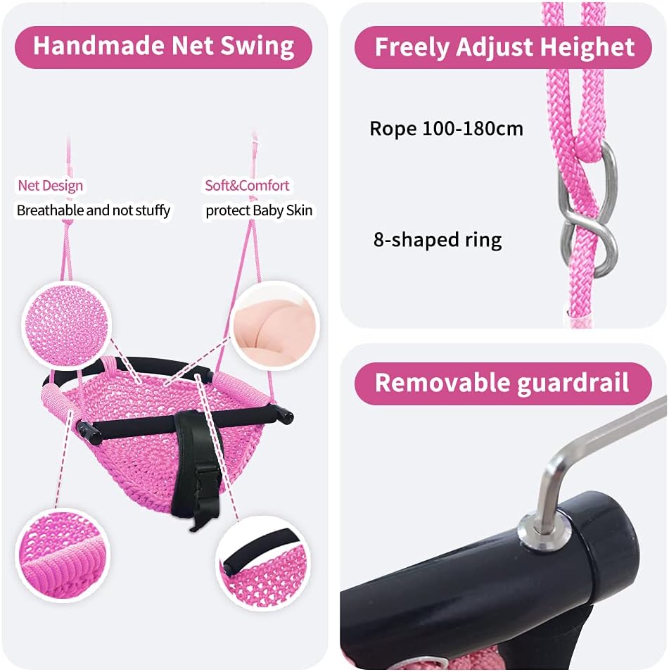 Skiennix 2-in-1 Toddler Swing - Adjustable Heavy-Duty Seat for Indoor/Outdoor Use | Pink