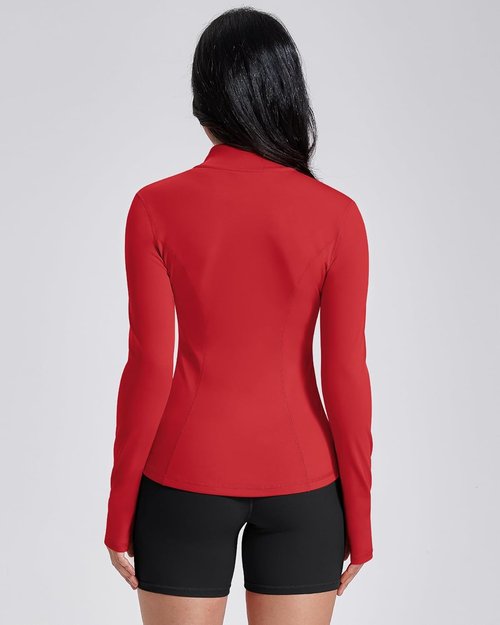AVGO Women's Lightweight Athletic Zip-Up Jacket - Slim Fit Running Top with Pockets & Thumb Holes