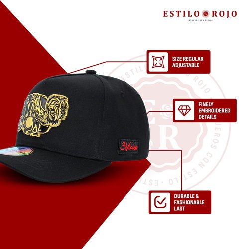 Ferreti - Los 3 Vicios - Original Snapback Hat - Trucker - Baseball Cap – Adjustable Man and Woman - Animal Embroidered Design – Black