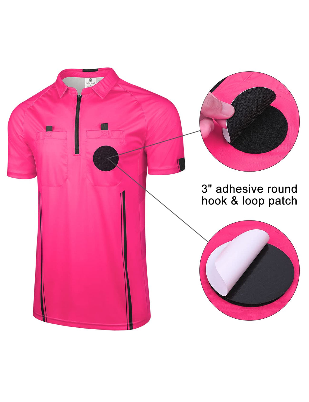 FitsT4 Sports Pro Soccer Referee Jersey Short Sleeve Ref Shirts New-Pink Medium