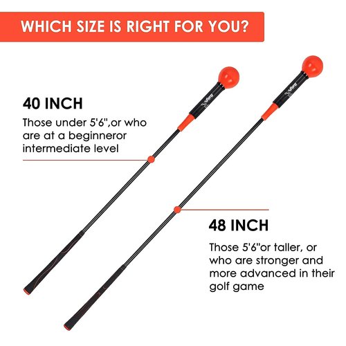 Greatlizard Golf Swing Trainer Aid Golf Swing Tempo Trainer, Golf Swing Trainer Warm-Up Stick for Strength, Flexibility and Tempo Training 40" Red+48" Yellow