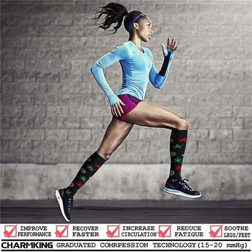 CHARMKING Compression Socks - 15-20 mmHg Circulation Support for Men & Women | 8 Pairs Ideal for Running & Cycling
