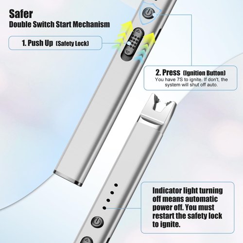 LcFun 4 Pack Candle Lighter Electric USB Rechargeable Plasma Arc Lighter with Safety Lock, Windproof Flameless Long Matches for Candle, Grill, BBQ, Camping Gifts for Women