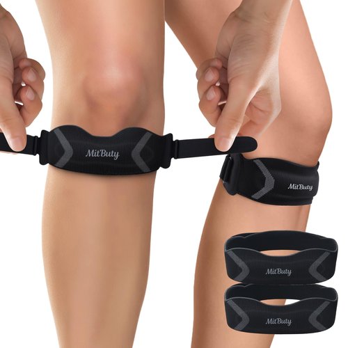MitButy Patellar Tendon Support Strap with Silicone Pad (2 Pack) Adjustable Patella Knee Brace for Men, Women & Youth, Knee Protector Band & Relief Strap for Running, Sports & Daily Activities