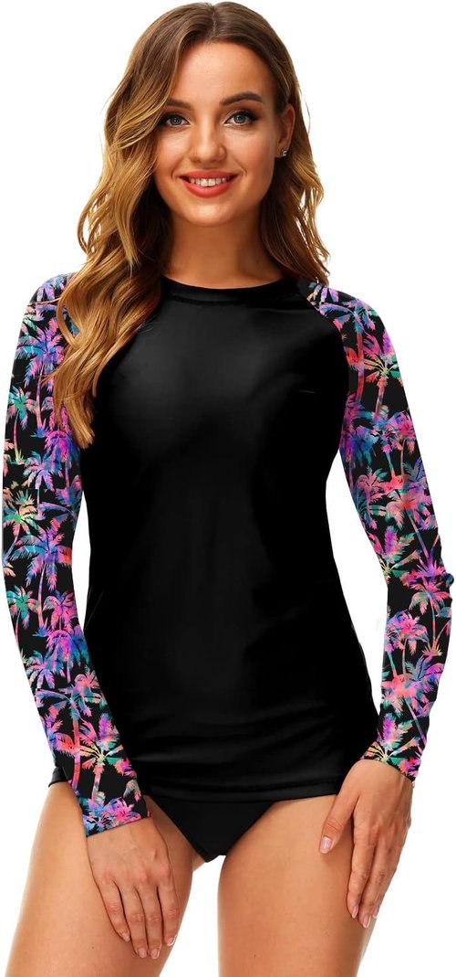 Deerose UPF 50+ Women’s Rash Guard | Stylish Printed Swim Shirt for Surfing & Swimming