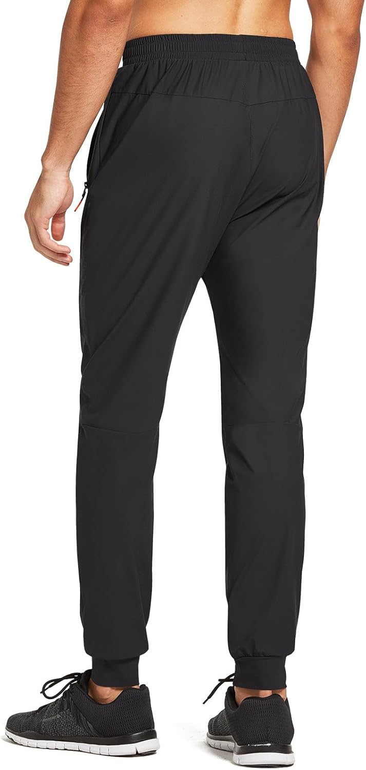 Baleaf Men's Joggers - Lightweight Quick-Dry Athletic Pants with Zipper Pockets | Tapered Fit