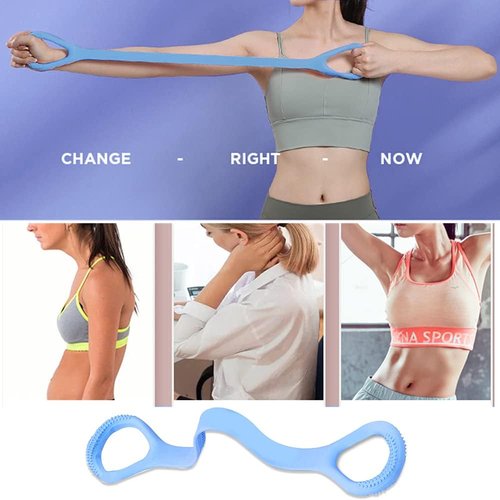 HUICHAI Fitness Resistance Band - Figure 8 Design with Handles for Chest, Arm & Shoulder Workouts - Blue