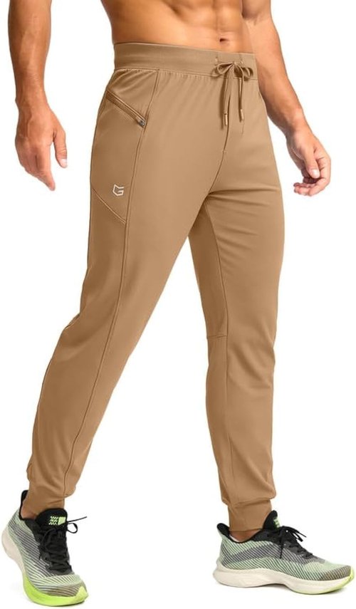 G Gradual Men's Joggers - Stretch Tapered Athletic Pants with Zipper Pockets for Gym & Running