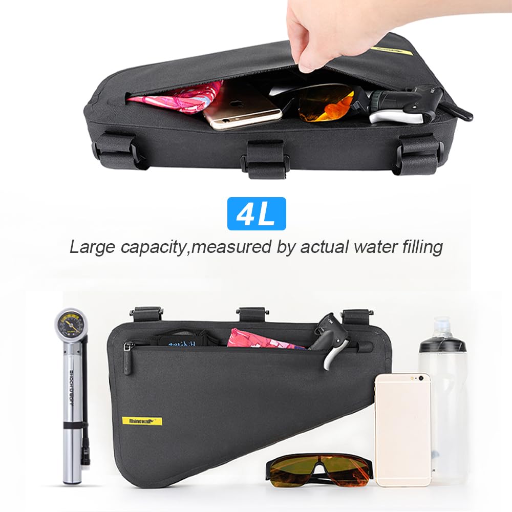 Rhinowalk Bike Frame Bag Bike Triangle Bag Waterproof top Tube Under The Bag, Suitable for Road Mountain Bike Sports, Gravel Bike