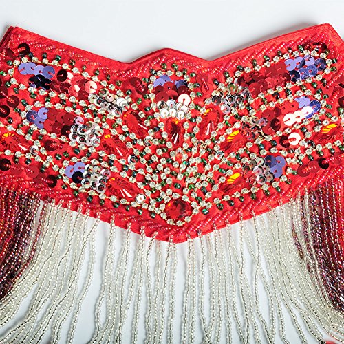 Large Red Belly Dance Costume Set for Women Tribal Outfit with Bra and Belt