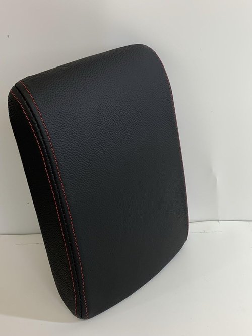 Black Genuine Leather Center Console Armrest Cover in Red Stitch for Subaru Impreza WRX STI Crosstrek 2008 2009 2010 2011 2012 2013 2014 2015 2016 2017 (Made in USA)