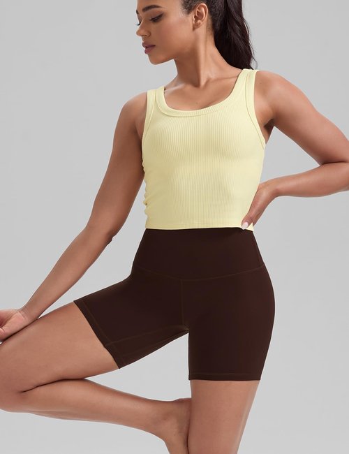 HeyNuts Ribbed Longline Sports Bra - U Back Yoga Crop Tank Top for Women | Padded A-D Cups