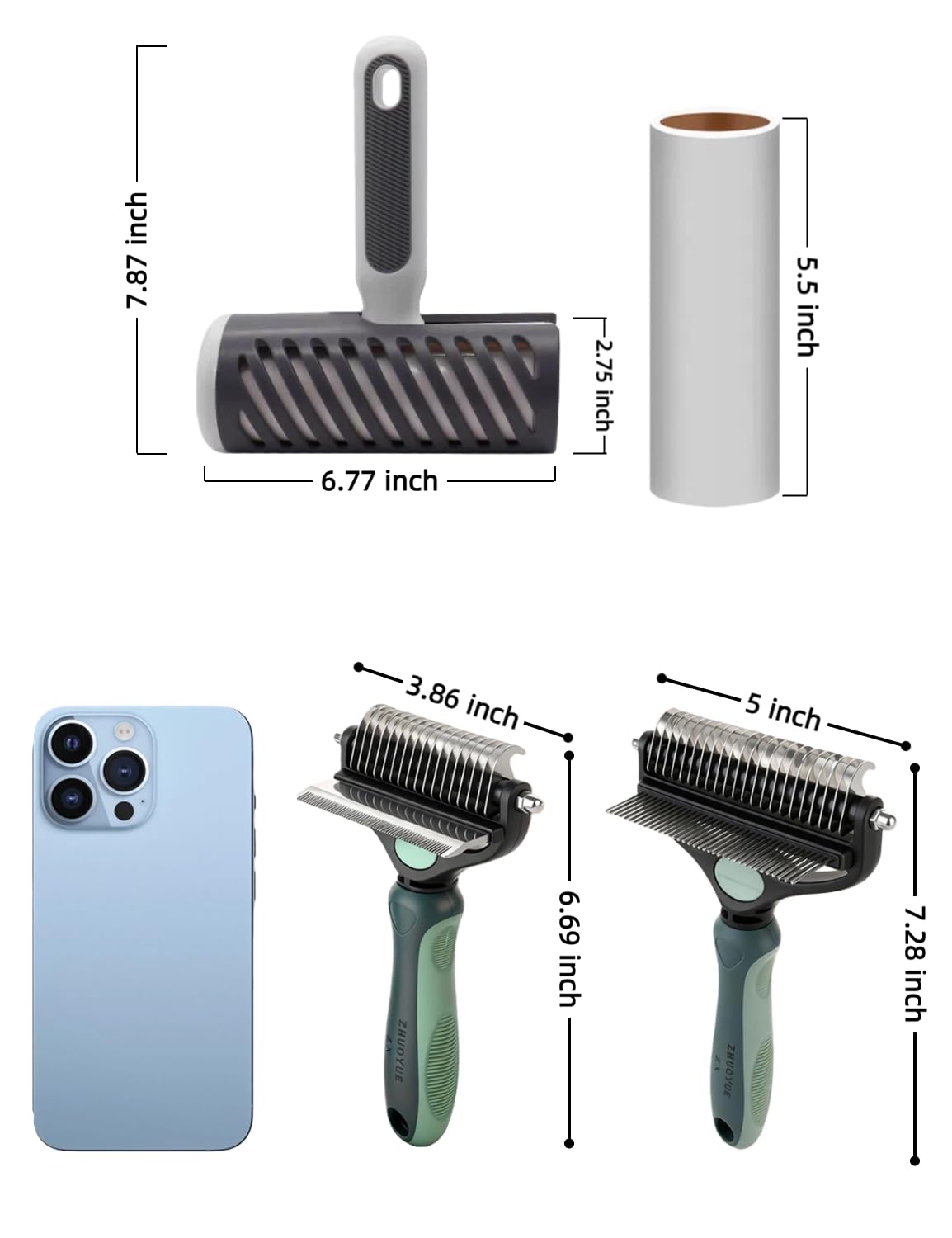 Skiennix 3-in-1 Deshedding Dog Brush - Grooming Tool with Undercoat Rake & Dematting Comb for Medium to Large Dogs - Peacock Green