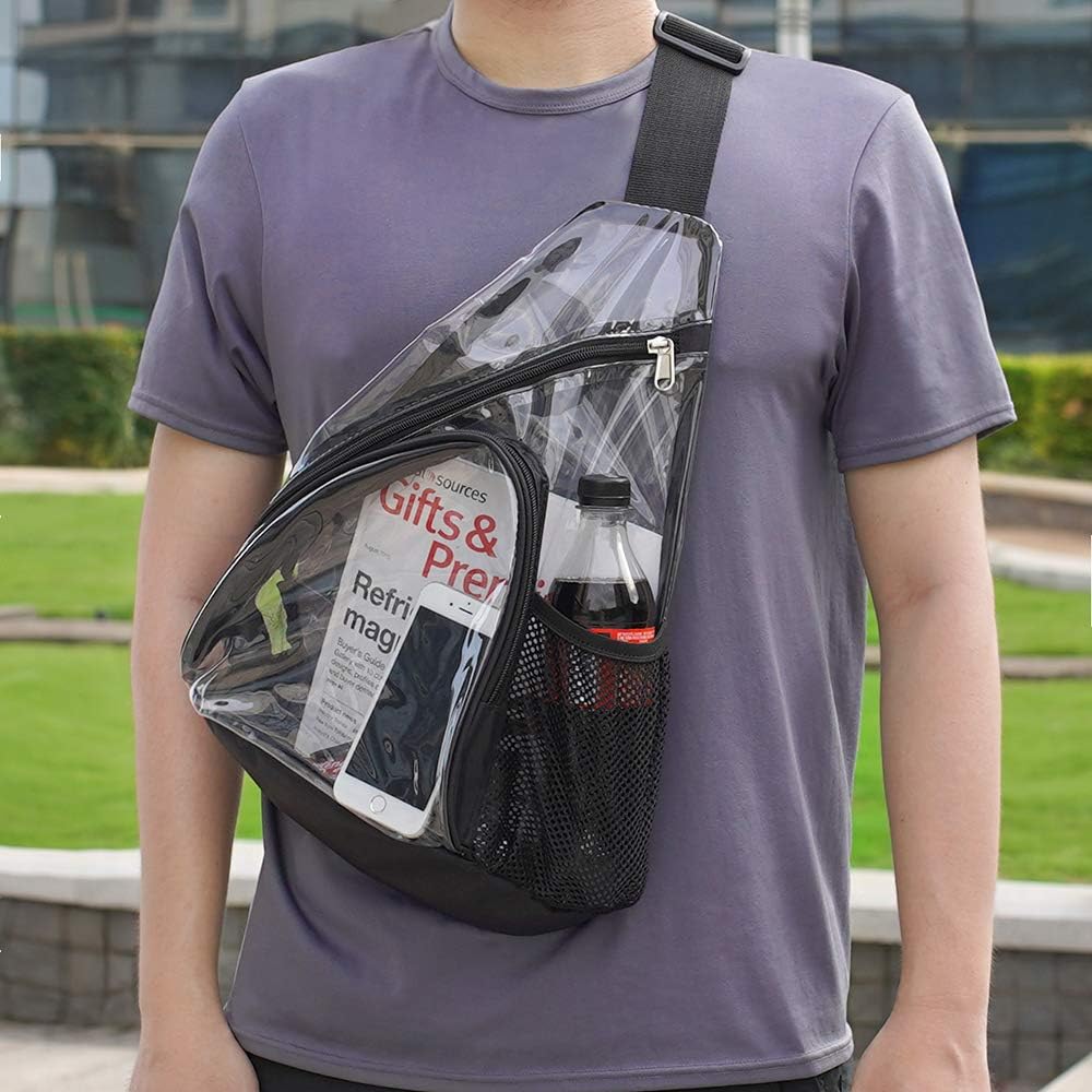 Skiennix Clear PVC Sling Bag - Stadium Approved Crossbody Backpack for Events | Lightweight & Durable