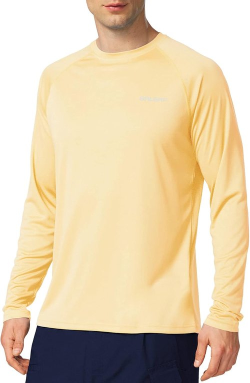 Baleaf Men's UV Protection Long Sleeve Rash Guard - Quick Dry, Lightweight, UPF 50+ for Fishing & Running