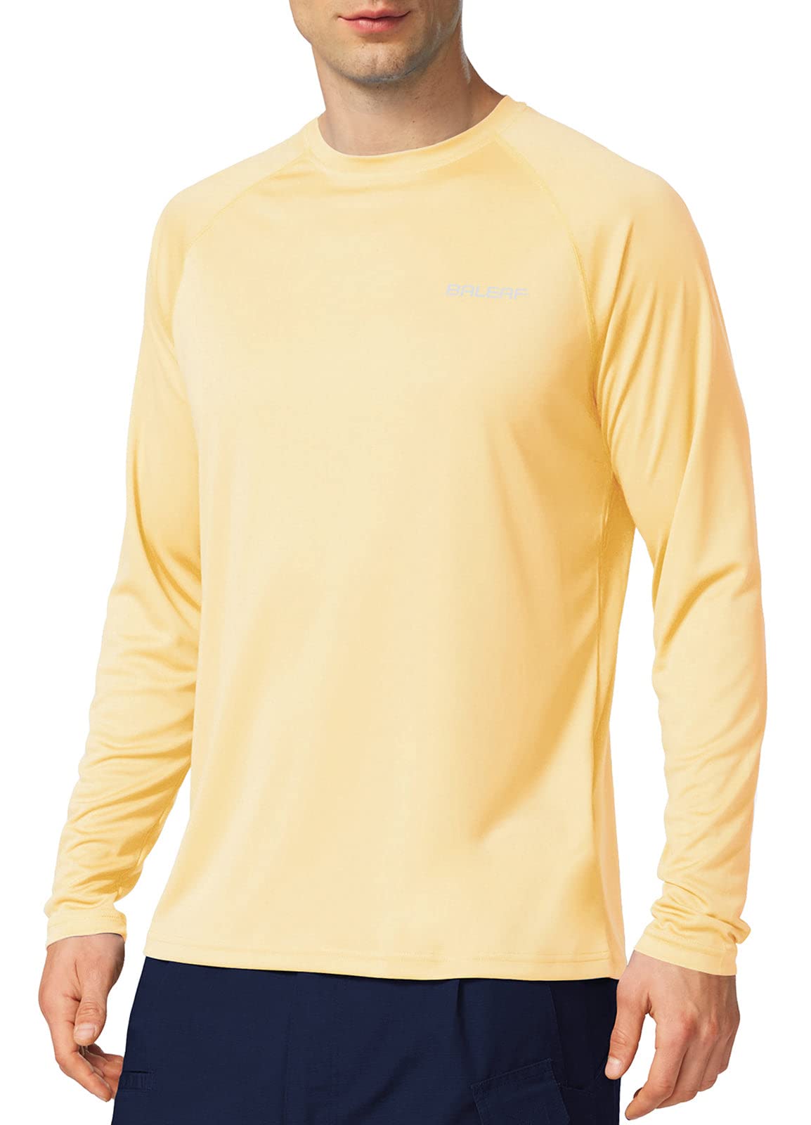 baleaf Mens UPF 50+ Sun Protection Shirts Long Sleeve Rash Guard, Quick Dry 4-Way Stretch for Fishing Swimming Surfing 01-Custard 3XL