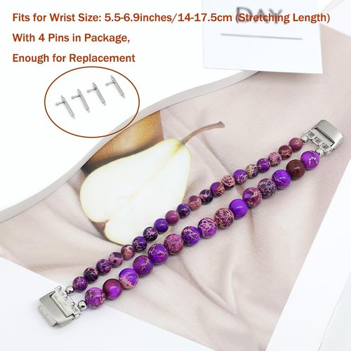 C&L Accessories Bracelets Compatible with Fitbit Inspire 3 Bands for Women, Beaded Wristband Adjustable Gemstone Replacement Straps for Fitbit Inspire 3 (Natural Light)