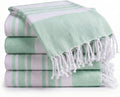 Turkish Beach Towels Set of 4 - Oversized 40x70 Inch Cotton Quick-Dry Towels | Sand-Free Aqua Blue