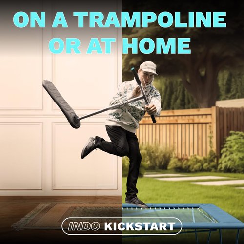 In Do The Trick Scooter Kickstart Classic - Black, Adjustable Handlebar 570/670mm, Ages 6-15 - Trampoline Scooter for Kids 6-15 & Adults, Tricks Indoors & Outdoors