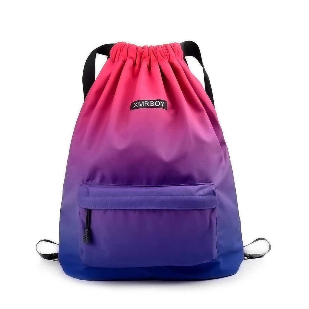 XMRSOY Gym Drawstring Backpack Water Resistant String Bag Nylon Cinch Sport Bag Sackpack