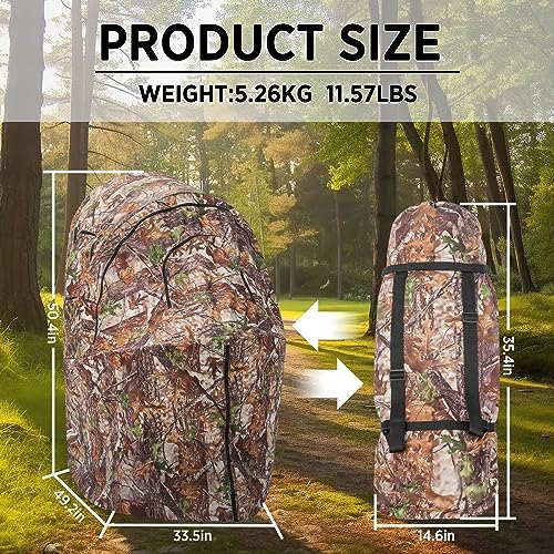 Hunting Blind Chair - Ground Camouflage Pop-Up Blind for 1 Seat - XProudeer