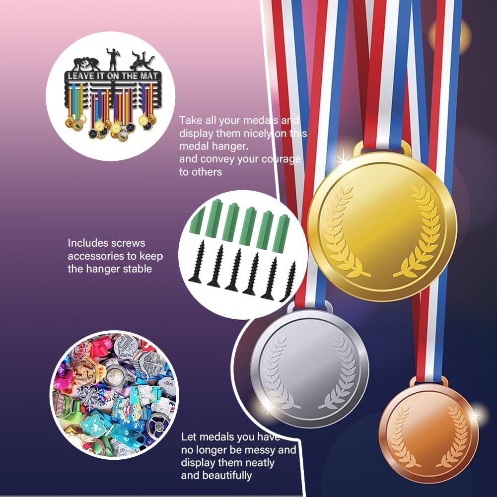 SUPERDANT Sports Medal Hanger Display Medal Holder Award Metal Medal Organizer Ribbon Display Holder Rack Wall Mounted Race Non-Slip Hooks for Athletes Gifts