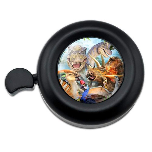 GRAPHICS & MORE Dinosaur Jurassic Selfie T-Rex Triceratops Brontosaurus Pterodactyl Parasaurolophus Bicycle Handlebar Bike Bell