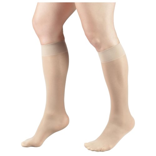 Truform Sheer Compression Stockings, 8-15 mmHg, Women's Knee High Length, 20 Denier, Nude, Large