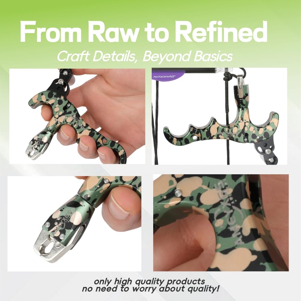 PYMUST Archery Compound Bow Release - 360° Rotatable Caliper 4-Finger Release Aid, Professional Gear for Bow Hunting and Target Shooting