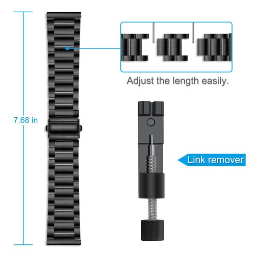FINTIE Metal Band Compatible with Fitbit Versa 2 1 and Lite Edition, Solid Stainless Steel Strap Replacement Wristband Business Bracelet, Black