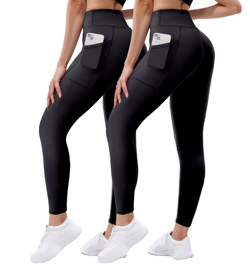 Noblarm 2 Pack Leggings with Pockets for Women,High Waisted Tummy Control Soft Yoga Pants for Workout,Active,Running,Lounge