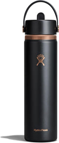 Hydro Flask Water Bottle - Insulated Stainless Steel - Leakproof Wide Straw Lid | 24 Oz Black Arc