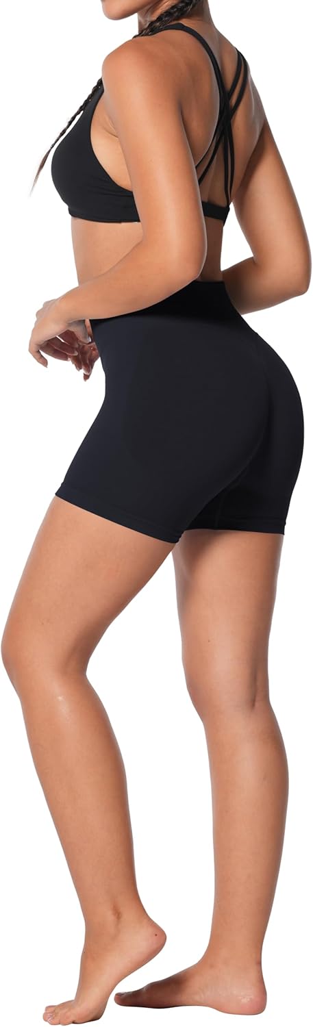 Sunzel Women's Seamless Scrunch Butt Biker Shorts - High Waisted Booty Lifting Yoga & Gym Shorts