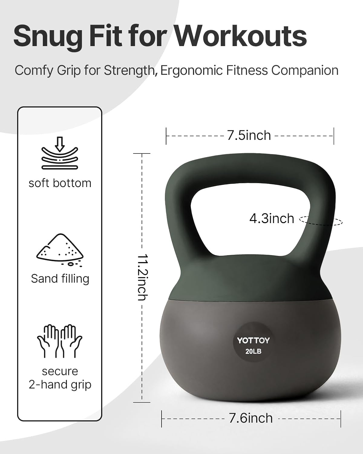 YOTTOY Soft Kettlebell Set - Cushioned Base & Wide Handle for Strength Training | Ideal for All Levels