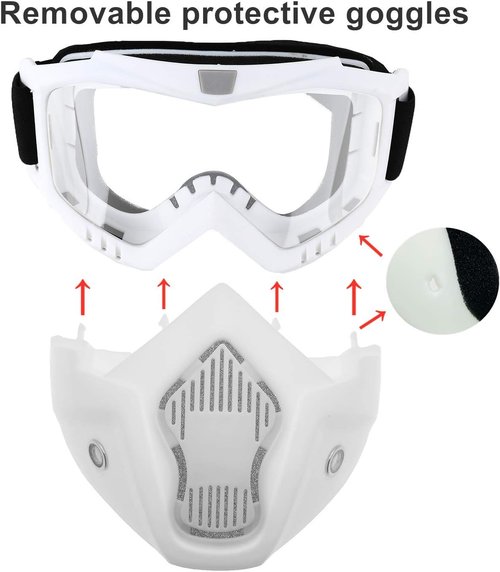 LJDJ Motorcycle Goggles - Anti-UV Removable Face Mask for Dirt Bike & ATV Riding | Adjustable Offroad Eyewear
