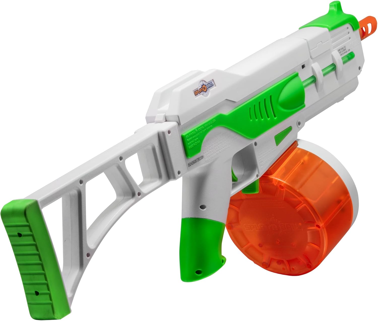 SplatRBall SRB1200 Water Gel Ball Blaster Kit - Glow-in-the-Dark, LED Lights, 225 FPS | 1200-Round Drum, 2000 Rounds - Green/White