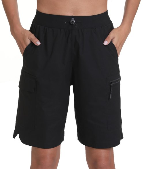 zsenoxaxi Women's Hiking Cargo Shorts Quick Dry Lightweight Shorts for Travel Athletic(Black,XXXL)
