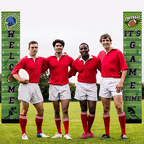 Football Field Banner Decorations Welcome & Match Time - 71x12 Inches, 2 Pack