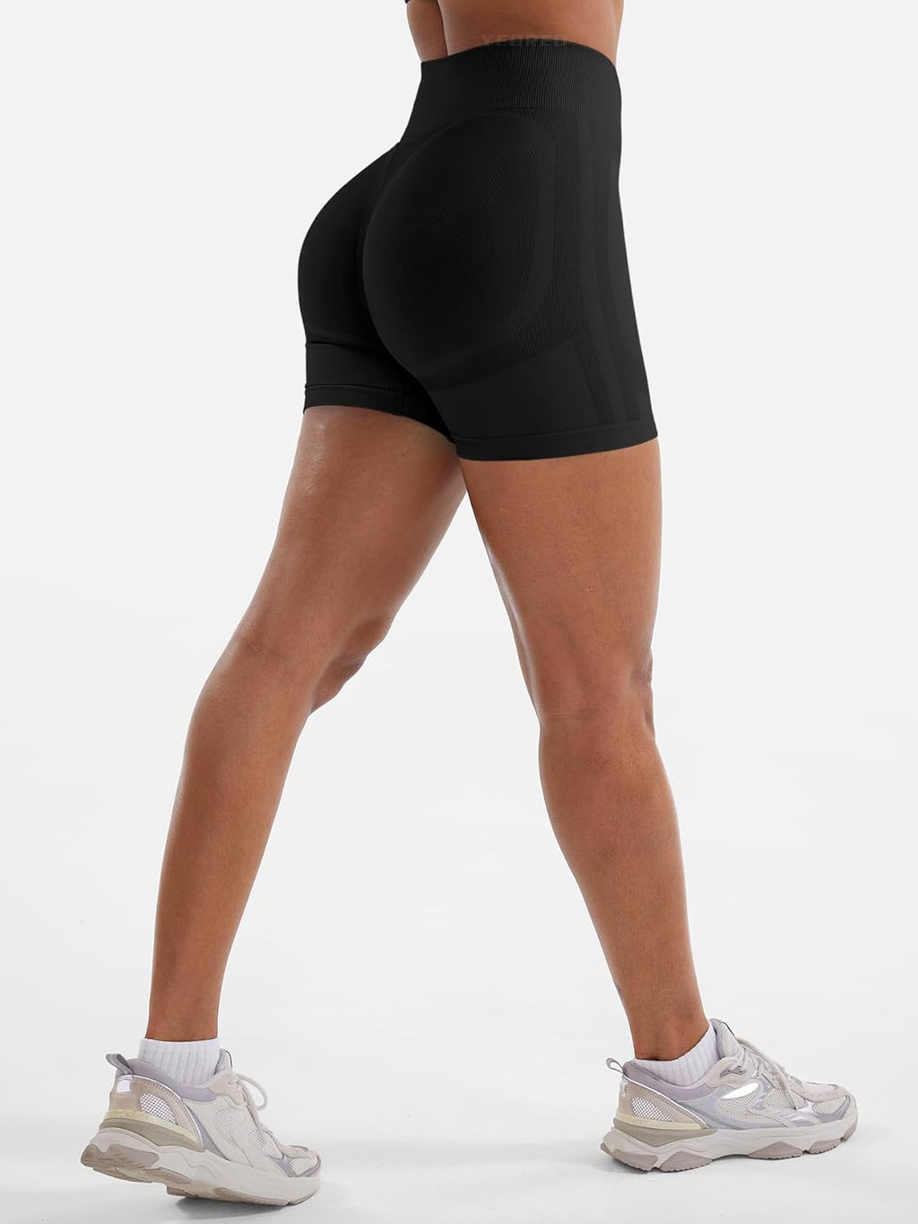 YEOREO Women's Biker Shorts - Seamless Yoga Gym Shorts with Hidden Scrunch, 4.5" Length