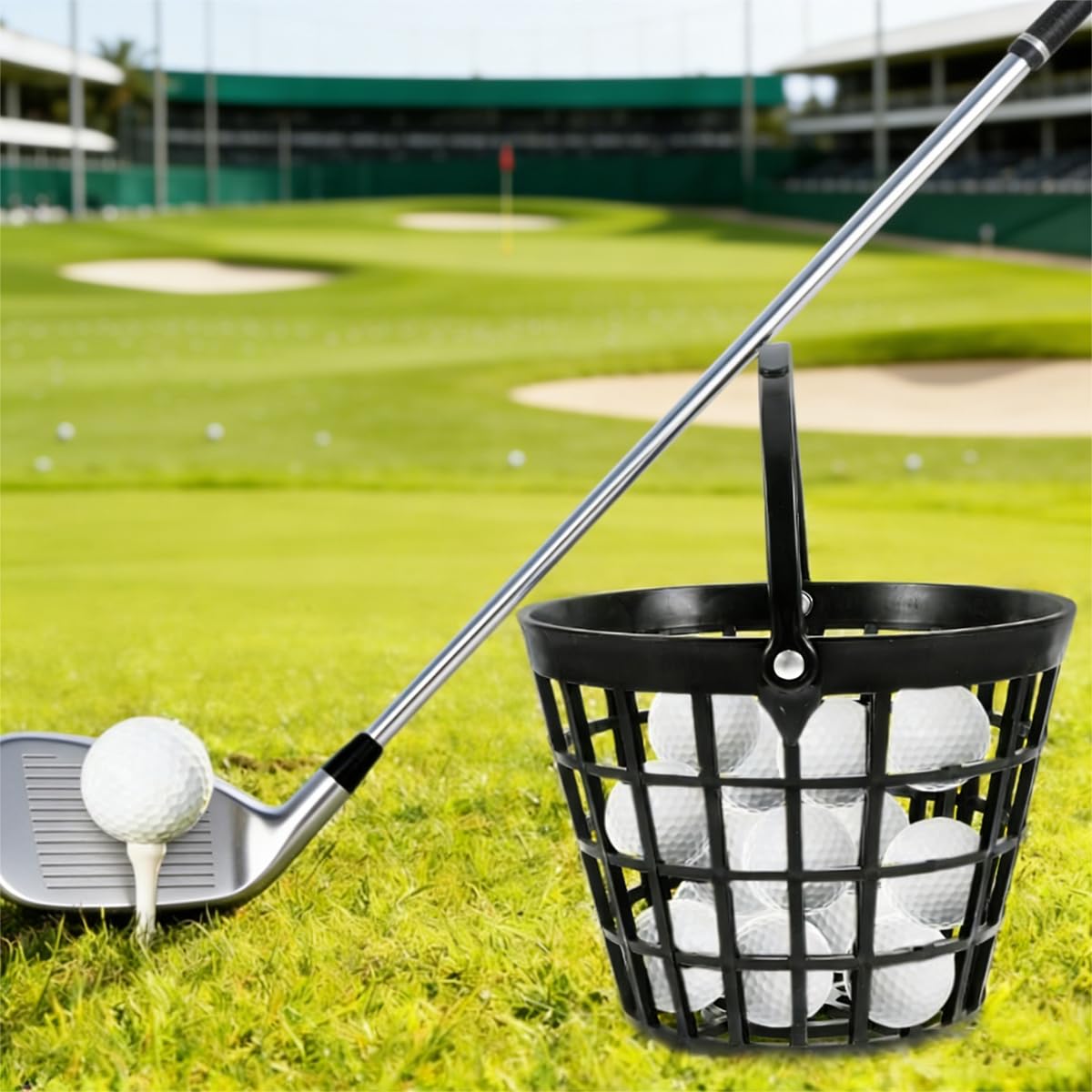 ZoiscPure Black Golf Ball Basket,Golf Balls Container Case,Ball Bucket with Handle,Balls Holder,Holds 25 Balls (Balls not Included)