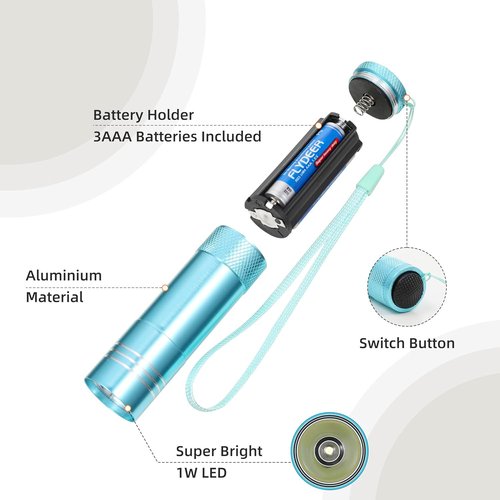 Hilngav 6 Pack Mini Flashlight Bulk, Small Aluminum LED Powerful Handheld Flash Light with Batteries Lanyard High Lumens Flashlights for Night Reading Christmas Gifts Stocking Stuffers Camping
