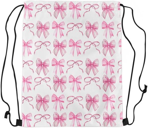 Jejeloiu Cute Bow Drawstring Backpack - Waterproof Kawaii Gym Bag | 13"x15.7" Cherry Fruit Design