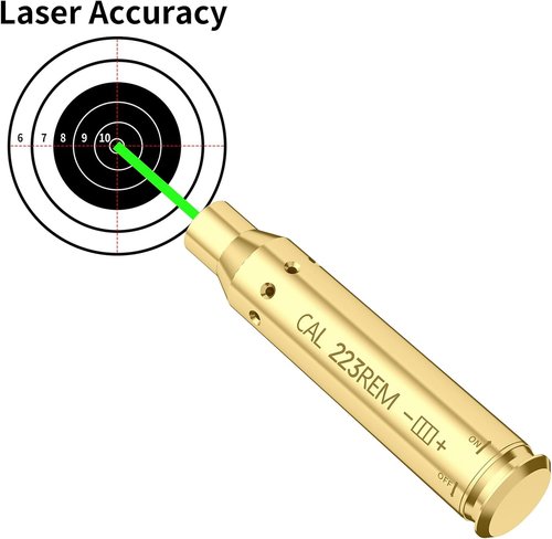 223 Green Laser Bore Sight - Precision Boresighter with On/Off Function for Hunting & Shooting