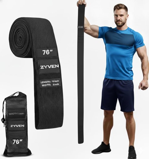 76 Inch Long Premium Performance 76" Extended-Length High-Resistance Bands for Ultimate Strength, Mobility, and Plyometric Workouts (Black Long Belt)