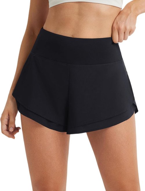 Baleaf Women's High Waisted Running Shorts - Quick Dry Lightweight Gym Shorts with Liner