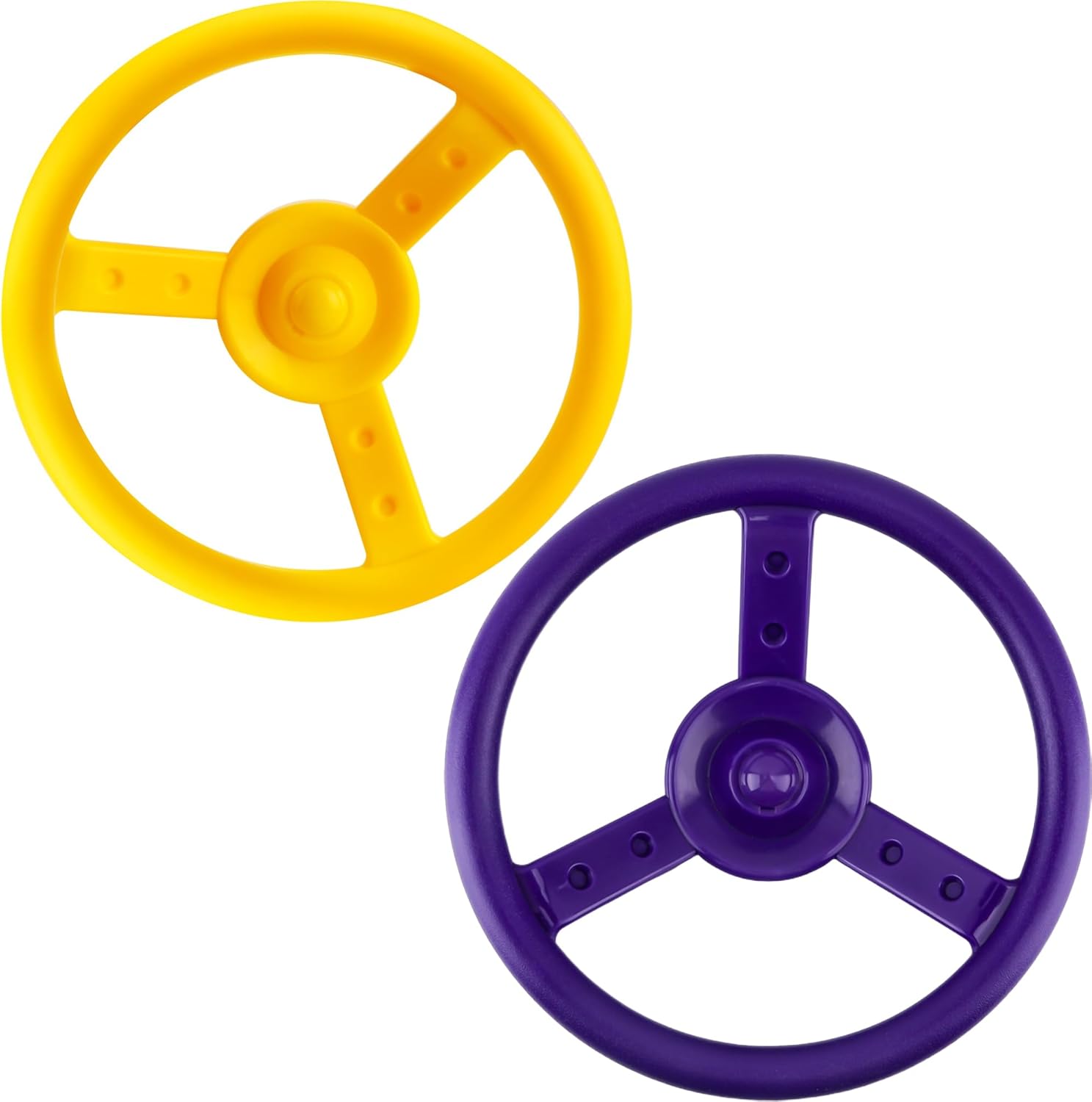Skiennix Steering Wheel Playset - 2 Pack Plastic Pirate Ship Wheels for Kids | Outdoor Playground Fun (Purple, Yellow)