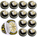Gold 12 Pcs Basketball Championship Rings with Chains & Display Stand - Tournament Award Trophy Gift