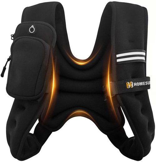 HOMESURE Weighted Vest with Reflective Stripe, Black, 10 lbs