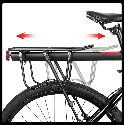 Bike Luggage Rack Rear Adjustable Bicycle Touring Carrier with Fender Board Frame-Mounted for Heavier Top Side Loads