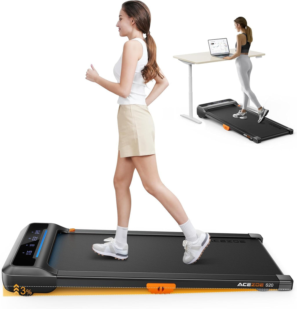 Walking Pad Treadmill - Compact Under Desk Design with 10% Incline | 285lbs Capacity, APP/Remote Control